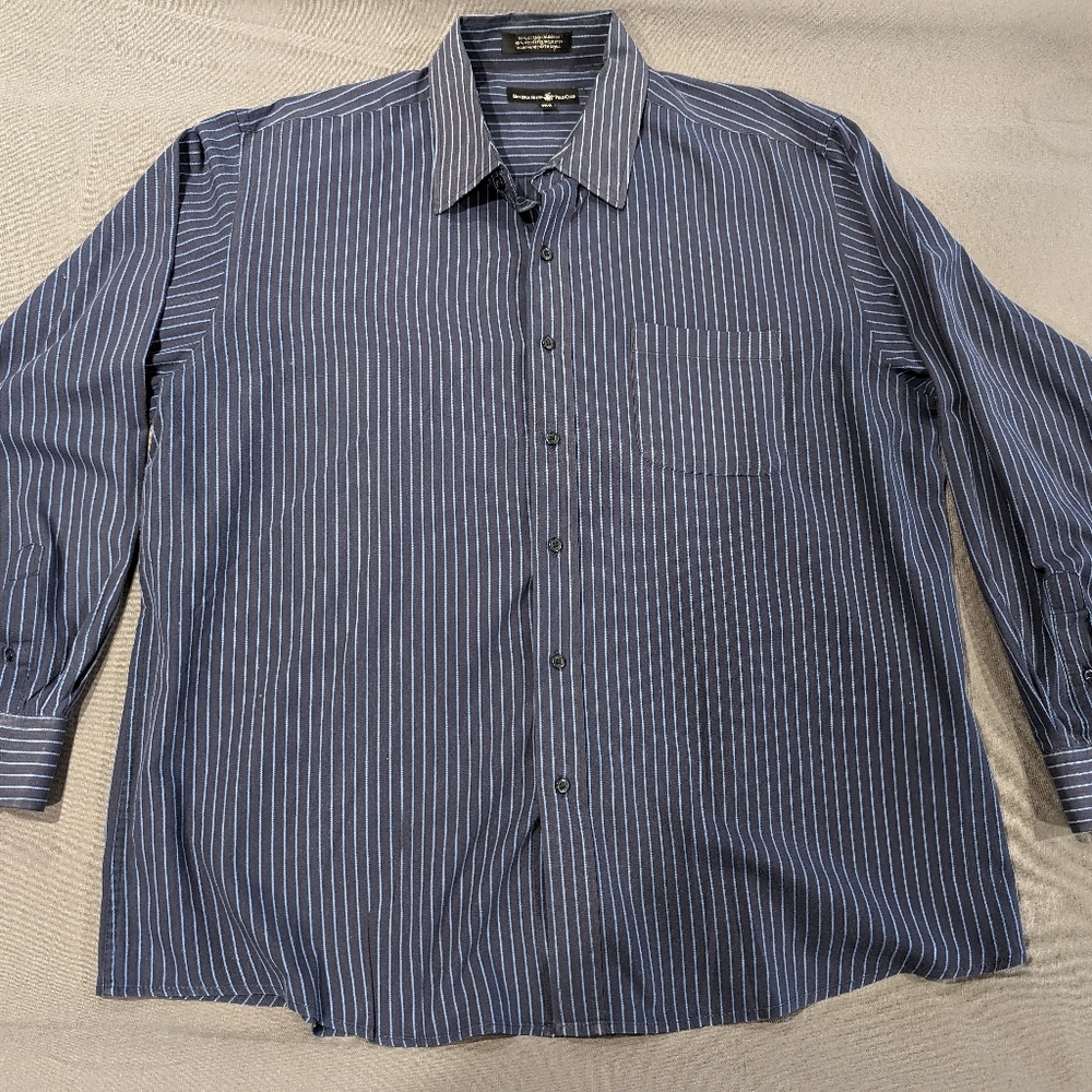 Men's Beverly Hills Polo Club Button Down Blue Striped Long Sleeve 3XL